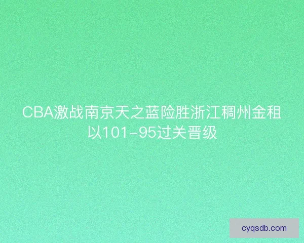 CBA激战南京天之蓝险胜浙江稠州金租以101-95过关晋级 CBA激战南京天之蓝险胜浙江稠州金租以101-95过关晋级