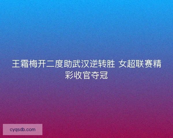 王霜梅开二度助武汉逆转胜 女超联赛精彩收官夺冠