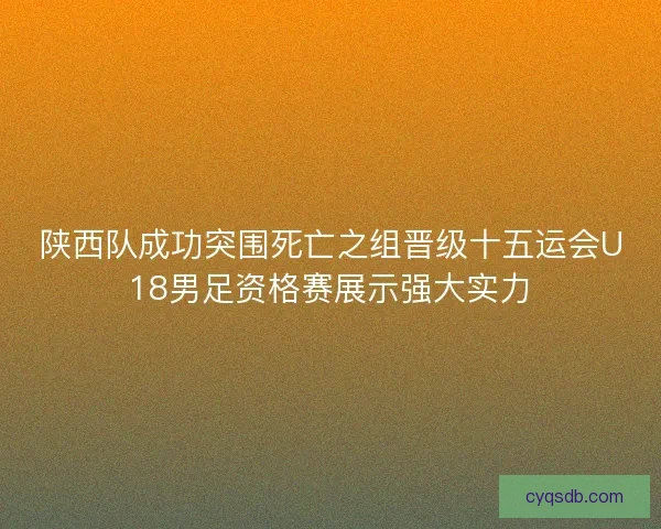 陕西队成功突围死亡之组晋级十五运会U18男足资格赛展示强大实力